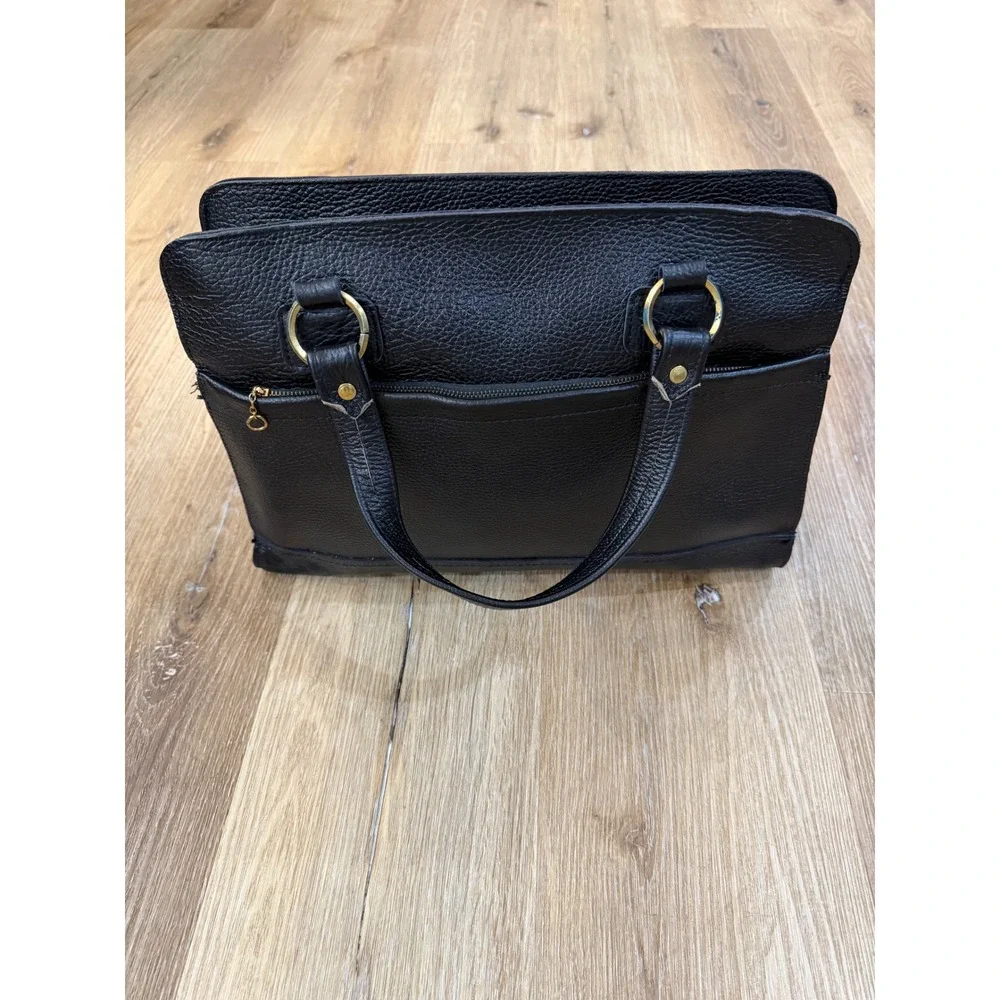 Dandy Satchel Bag Womens Large Black Top Grain American Leather Gold Hardware